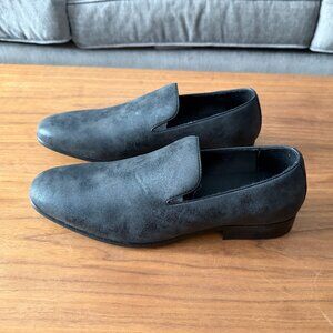 Saks 5th Avenue Black Charcoal Gray Brushed Faux Suede Loafer - Size 8 - New